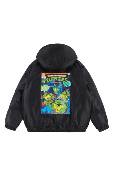 Shop Andy & Evan X Teenage Mutant Ninja Turtles® Kids' Reversible Puffer Jacket In Black Comic