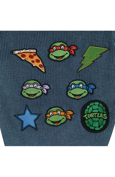 Shop Andy & Evan Kids' X Teenage Mutant Ninja Turtles® Appliqué Cotton Sweater Hoodie In Blue Hoodie