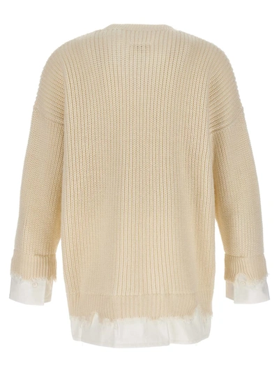 Shop Mm6 Maison Margiela Shirt Insert Sweater In White