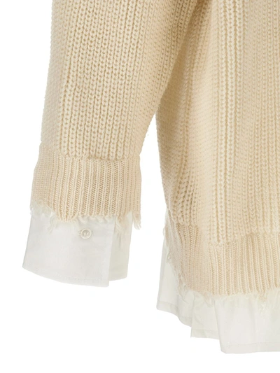 Shop Mm6 Maison Margiela Shirt Insert Sweater In White