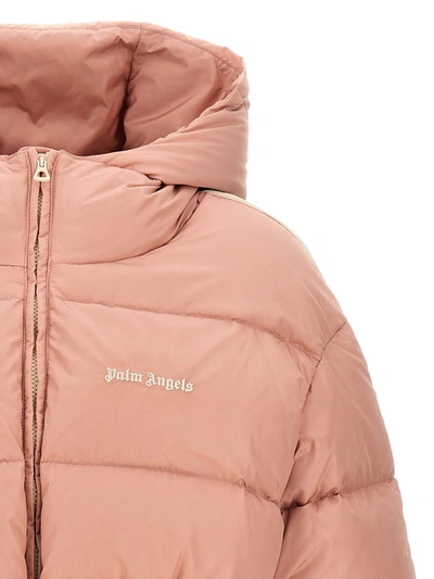 Shop Palm Angels Long Down Jacket 'waist Belt' In Pink