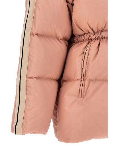 Shop Palm Angels Long Down Jacket 'waist Belt' In Pink