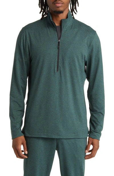 Shop Zella Restore Soft Performance Half Zip Pullover In Green Duck Melange