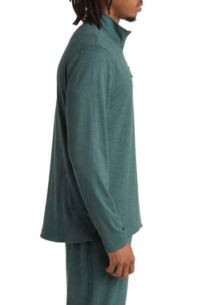 Shop Zella Restore Soft Performance Half Zip Pullover In Green Duck Melange