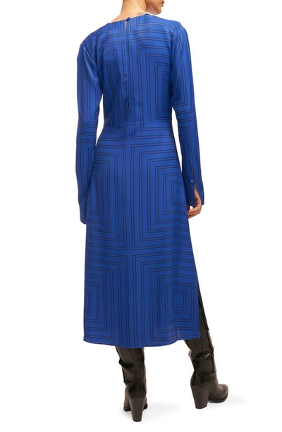Shop Equipment Vera Long Sleeve Midi Dress In Surrealist Blue And True Black
