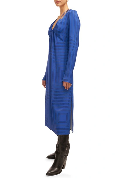 Shop Equipment Vera Long Sleeve Midi Dress In Surrealist Blue And True Black