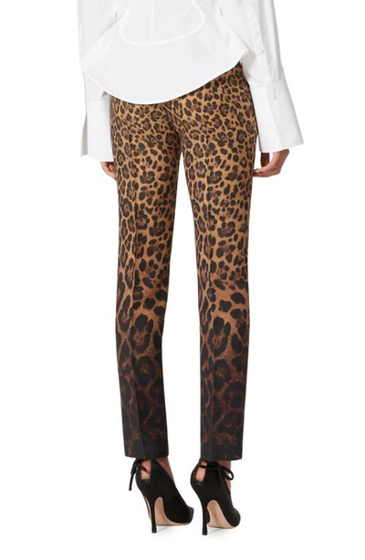 Shop Valentino Leopard Print Ombré Virgin Wool & Silk Ankle Pants In Animalier