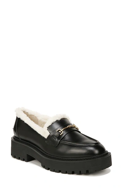 Shop Sam Edelman Laurs Platform Lug Sole Loafer In Black/ Ivory