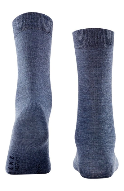 Shop Falke Soft Merino Crew Socks In Dark Blue Mel.