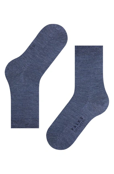 Shop Falke Soft Merino Crew Socks In Dark Blue Mel.