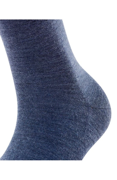 Shop Falke Soft Merino Crew Socks In Dark Blue Mel.