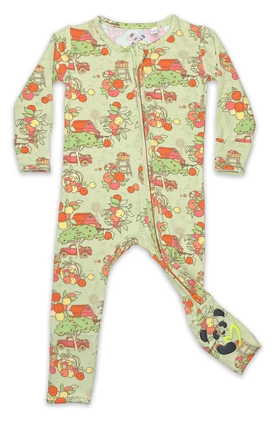 Shop Bellabu Bear Kids' Apple Orchard Fitted One-piece Convertible Pajamas In Green