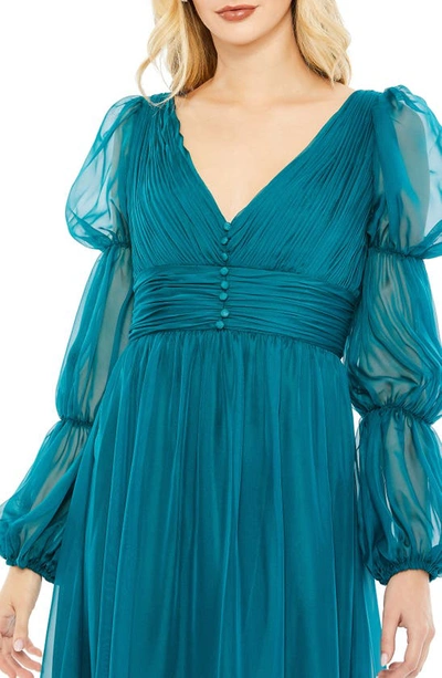 Shop Mac Duggal Ruched Tiered A-line Cocktail Dress In Teal