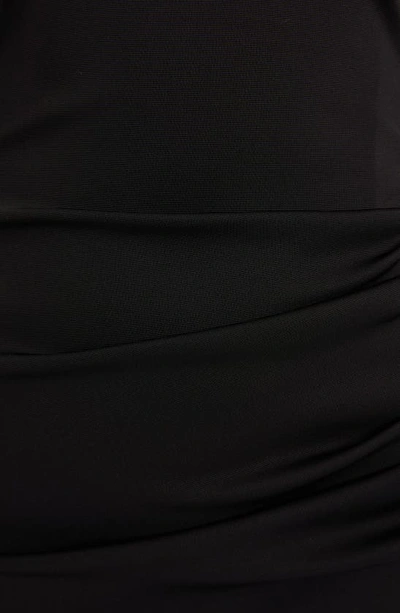 Shop Dolce & Gabbana Side Ruched Turtleneck Ottoman Knit Dress In Black