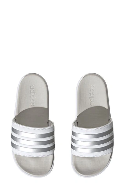 Shop Adidas Originals Adilette Sandal In White/ Met./ Grey One