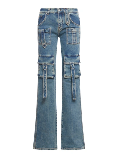 Shop Blumarine Jeans With Cargo Details In Nude & Neutrals