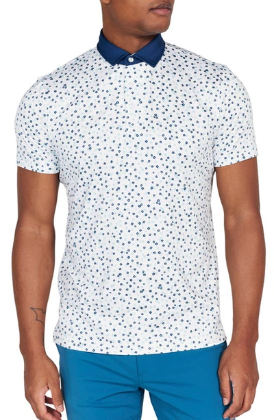 Shop Redvanly Herrick Floral Performance Golf Polo In Bright White