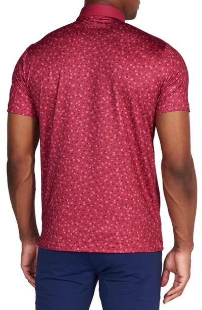Shop Redvanly Herrick Floral Performance Golf Polo In Sangria