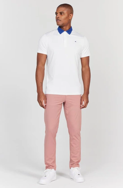 Shop Redvanly Darby Contrast Collar Performance Golf Polo In Bright White