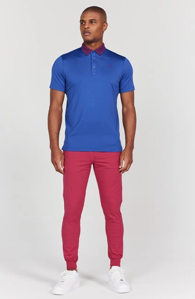 Shop Redvanly Darby Contrast Collar Performance Golf Polo In Limoges