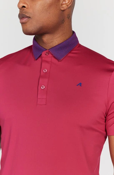 Shop Redvanly Darby Contrast Collar Performance Golf Polo In Sangria