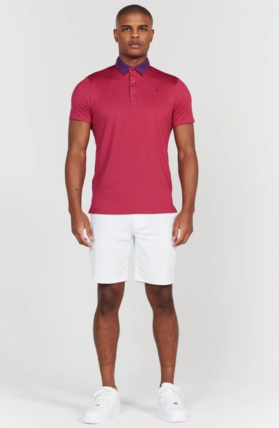 Shop Redvanly Darby Contrast Collar Performance Golf Polo In Sangria