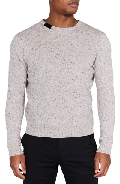 Shop Redvanly Bordon Fleck Merino Wool Crewneck Sweater In Foggy