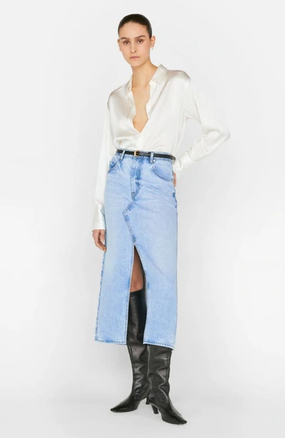 Shop Frame The Midaxi Denim Skirt In Baines