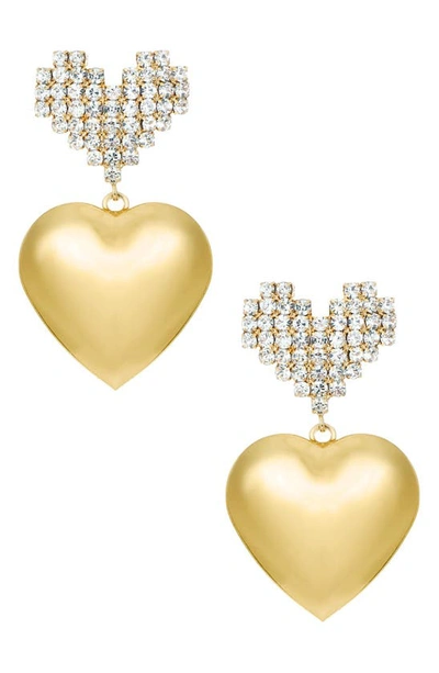 Shop Ettika Digital Love Heart Drop Earrings In Gold