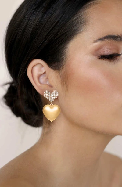Shop Ettika Digital Love Heart Drop Earrings In Gold