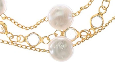 Shop Ettika Imitation Pearl & Cubic Zirconia Layered Necklace In Gold