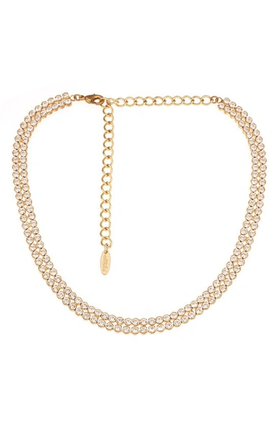 Shop Ettika Dual Row Crystal Chain Choker In Gold