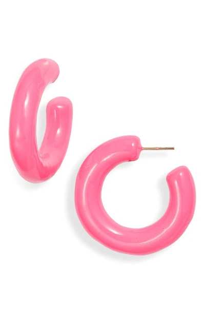 Shop Shymi Large Enamel Tube Hoop Earrings In Pink