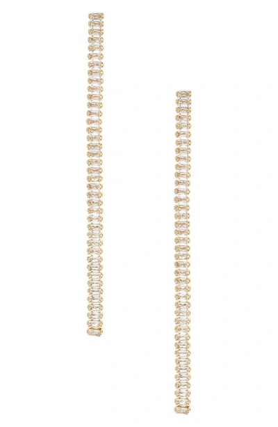 Shop Ettika Baguette Cubic Zirconia Linear Drop Earrings In Gold