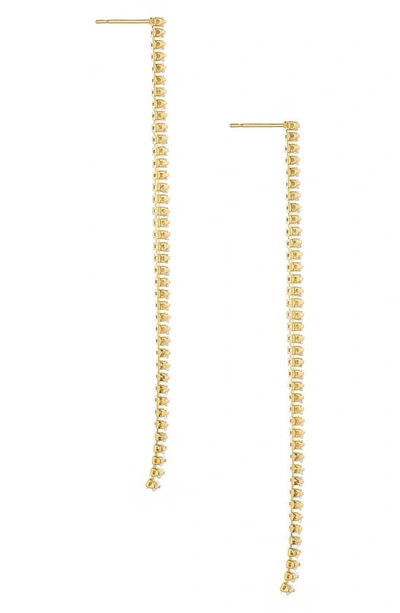 Shop Ettika Baguette Cubic Zirconia Linear Drop Earrings In Gold
