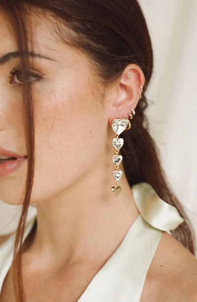 Ettika Crystal Love Drop Earrings In Gold