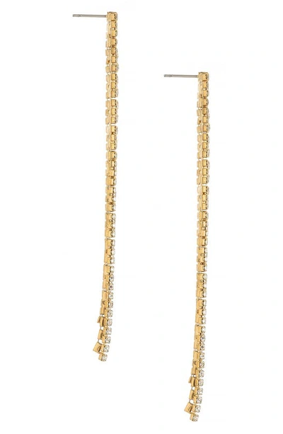 Shop Ettika Triple Crystal Chain Drop Earrings In Gold
