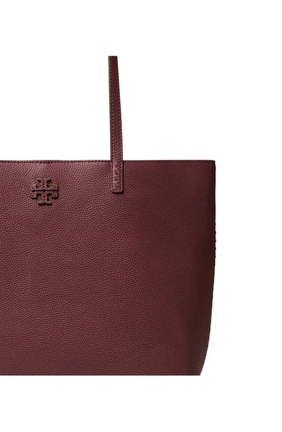 Shop Tory Burch Mcgraw Leather Tote In Wine