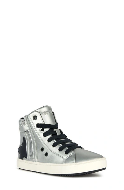 Geox Kids' Kalispera 37 High Top Sneaker In Dark Silver/ Black | ModeSens