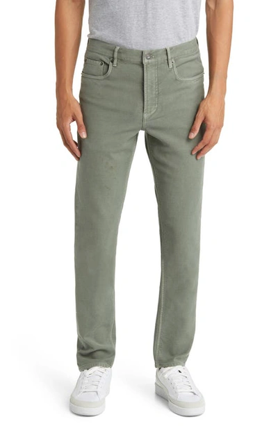 Shop Faherty Stretch Terry Slim Straight Leg Five-pocket Pants In Desert Olive
