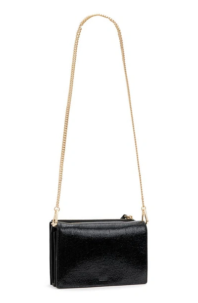 Shop Allsaints Fetch Crinkle Patent Leather Crossbody Bag In Shiny Black