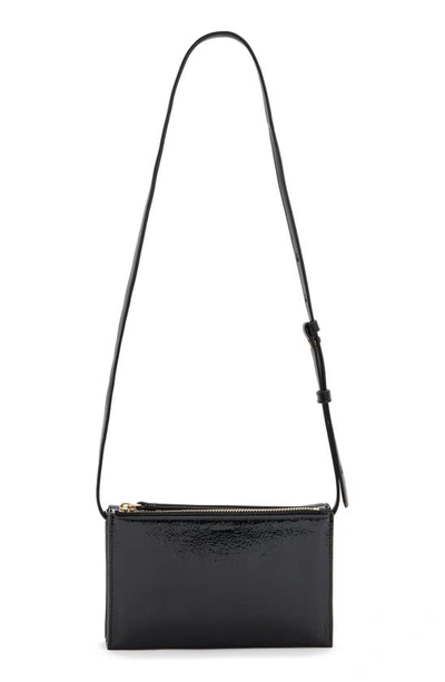 Shop Allsaints Fetch Crinkle Patent Leather Crossbody Bag In Shiny Black