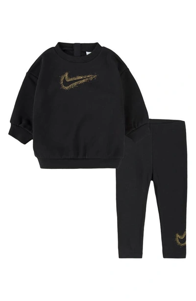 Nike Baby (12-24m) Fleece Crew And Leggings Set In Black
