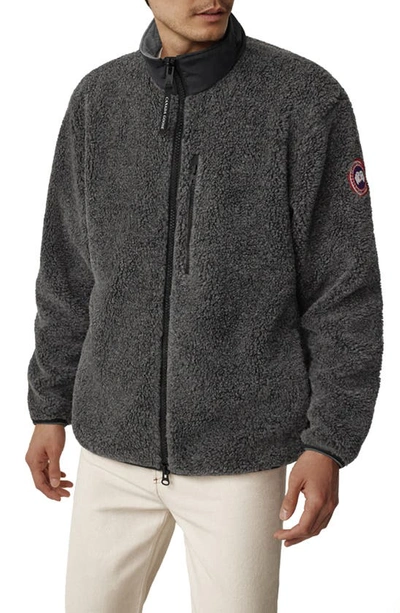 Shop Canada Goose Kelowna Wool Blend Fleece Jacket In Iron Grey-gris De Fer