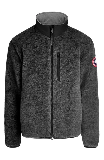 Shop Canada Goose Kelowna Wool Blend Fleece Jacket In Iron Grey-gris De Fer