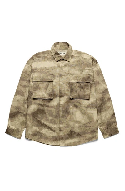 Shop Taikan Abstract Camouflage Print Cotton Shirt Jacket