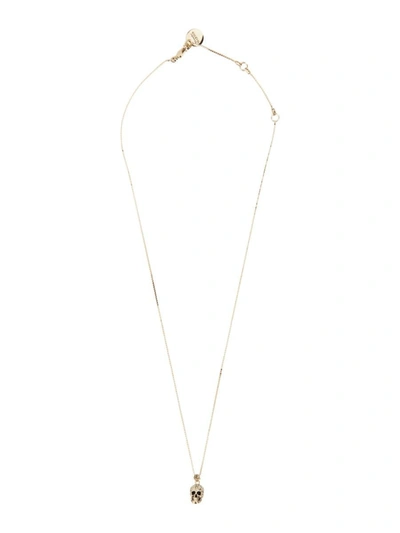 Shop Alexander Mcqueen Necklace With Pavé Skull In Gold