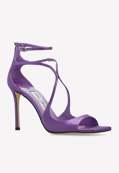Shop Jimmy Choo Azia 95 Sandals In Satin In Purple