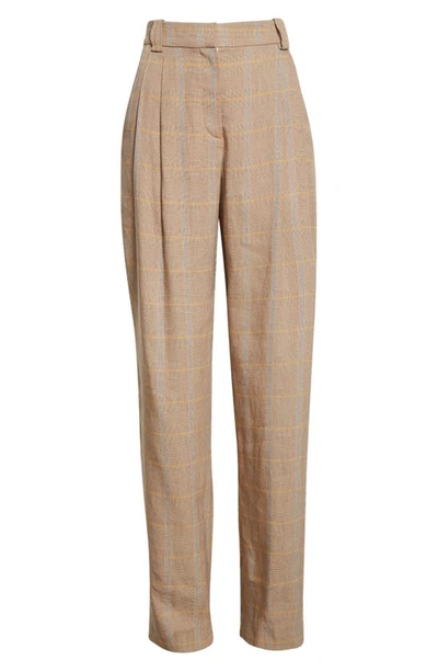 Shop A.l.c Fynn Plaid High Waist Linen Blend Trousers In Tawny Plaid