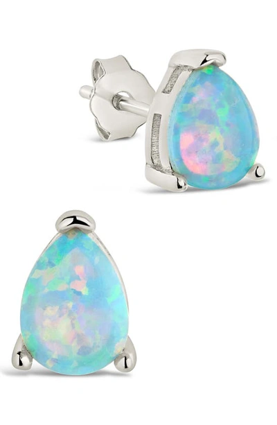Sterling Forever Isla Created Opal Stud Earrings In Silver